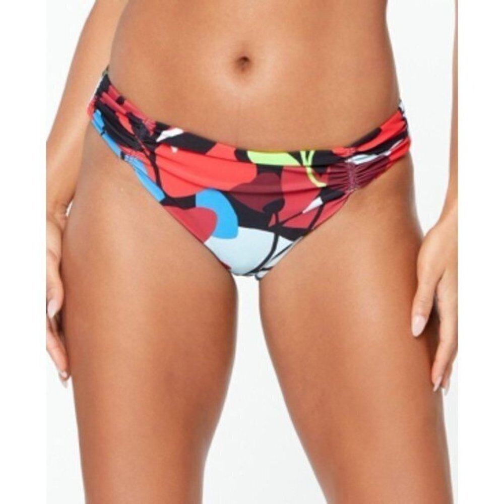 Bar III Womens Size XL Floral Shirred-Side Hipster Bikini Swim Bottoms $44 1517